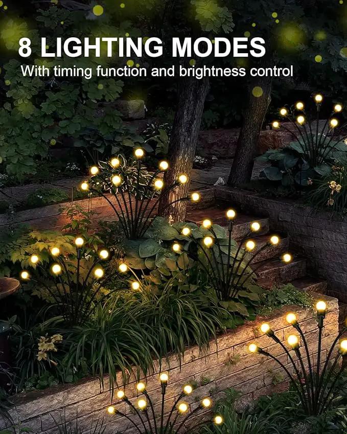 Solar Garden Lights,2Pack 16LEDs 8Modes Firefly Lights Outdoor Decorations, Swaying Light Sway by Wind,Firefly Solar Lights for Outside IP65 Waterproof,Yard Patio Decoration, Warm White by GreenHaven Gardens