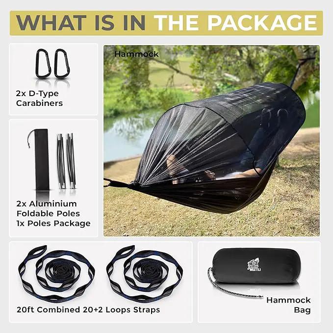 Miztli Camping Hammock -Portable Hammock w/Spacious Net & Tree Straps w/Adjustable Loops, Double and Single Hammock for Outdoor, Indoor, Hiking and Travel by GreenHaven Gardens