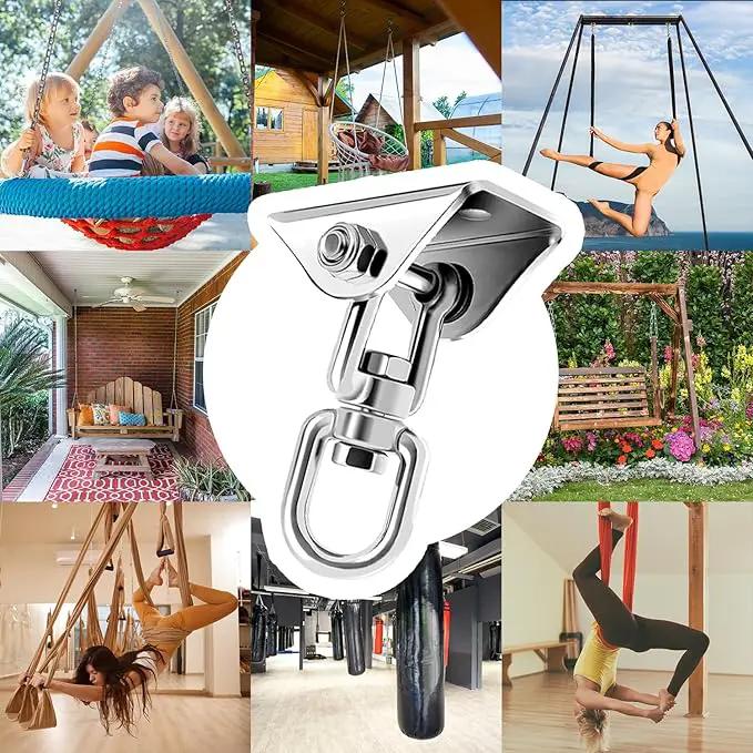 Heavy Duty Swing Hangers for Wooden Sets 1200 LB Capacity Hammock Hanger 360 Swivel Stainless Steel Swing Hardware Accessories for Porch Playground Yoga Heavy Bag Sliver | Pack of 5 by GreenHaven Gardens