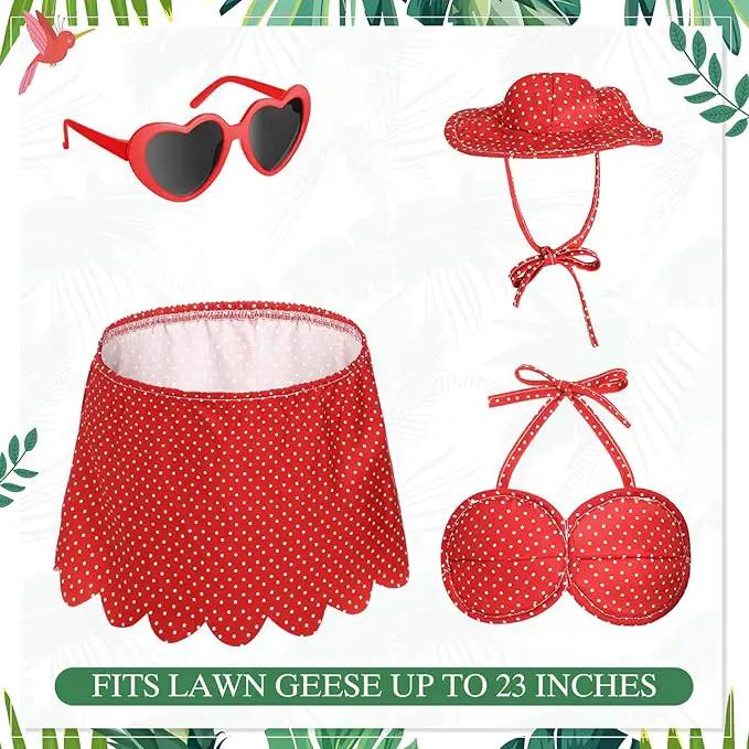 Bikini Goose Outfit Lawn Goose Clothing Porch Goose Outfits Summer Yard Goose Outfits Hawaiian Luau Goose Outfit for 23'' Lawn Goose Outdoor Decoration(Bikini,Red) by GreenHaven Gardens