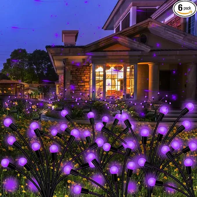 Kohlrabi Solar Garden Lights Outdoor, 6 Pack 60 LED Solar Purple Firefly Lights Waterproof, Sway by Wind, Solar Swaying Light for Yard Patio Backyard Garden Planter Flower Bed Pathway Decoration by GreenHaven Gardens