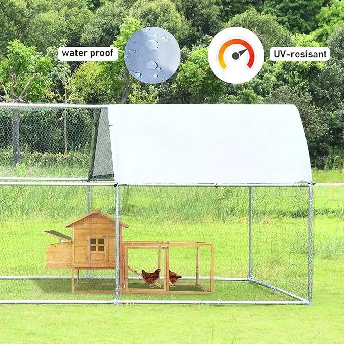 1.26’’ Large Metal Chicken Coop Walk in, Chicken Pen for Chickens, Outdoor Chicken Runs Coops Dog Kennel, Flat Roofed Chicken Runs for Yard with Anti-Ultraviolet Cover (9.2’L x6.2’W x6.4’H) by GreenHaven Gardens
