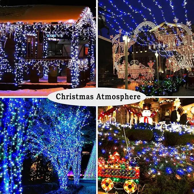 KNONEW Outdoor Christmas Lights 500 LED 197ft String Lights 8 Modes & Memory Fairy Light Plug in Waterproof LED String Lights for Xmas Yard Tree Wedding Party (Blue and White) by GreenHaven Gardens