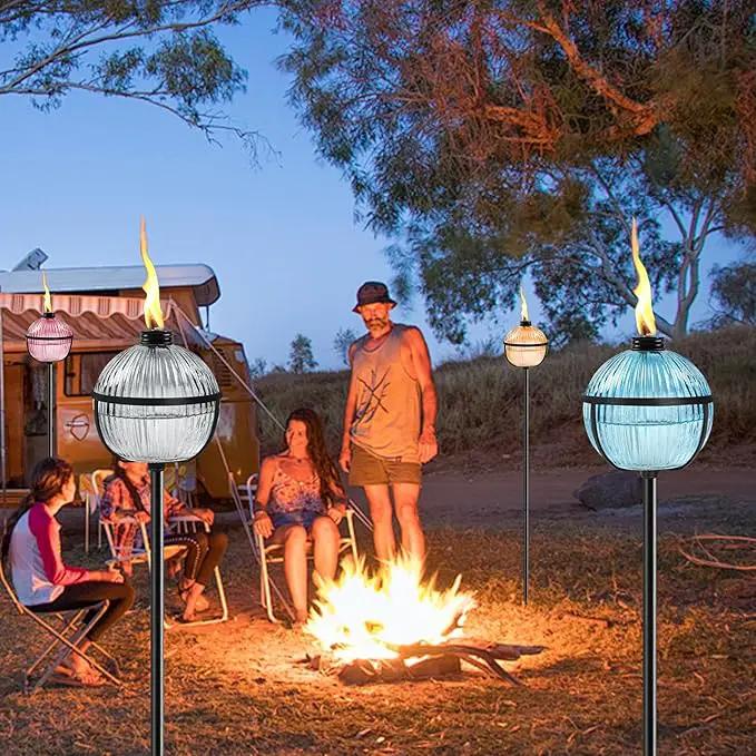 Citronella Torches Set of 4, 16 oz Glass Garden Torches for Outside, 3-Prong Grounded Stake Outdoor Torches, 58.6 inch Outdoor Torch for Yard, Patio, Deck, Party by GreenHaven Gardens