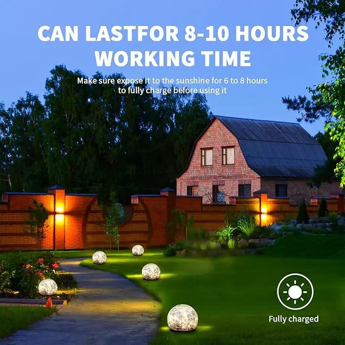 Garden Decoration, Cracked Glass Solar Globe Lights for Yard Pathway Patio Halloween Christmas Outside Decor,Warm White 2 Pack 50 LED(4.7”) by GreenHaven Gardens