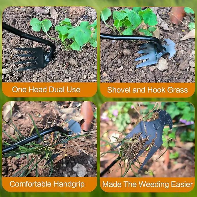 Weeding Artifact Uprooting Garden Weeding Tool, Upgraded Weed Removal Tool, Stainless Steel/Manganese Steel Weed Puller Manual Weeders for Home Gardening Yard Farmland (12in Black Metal Handle) by GreenHaven Gardens