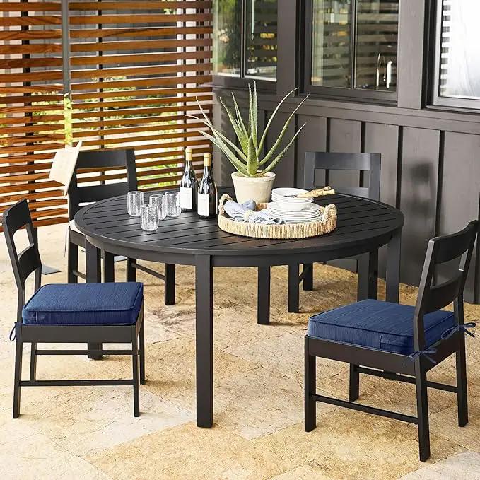 Outdoor Square Corner Seat Cushion, 18.5"x16"x3", Set of 4, Non Slip Seat Cushion Pads with Removable Cover for Patio Furniture, Garden Yard Lawn, Navy by GreenHaven Gardens