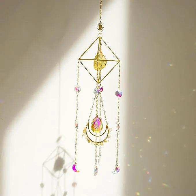 Citrine Crystal Suncatchers Boho Decor, Light Catcher Hanging, Unique for Moms, Glass Rainbow Maker, Crystal Window Hanging, Natural Gemstone (Citrine) by GreenHaven Gardens