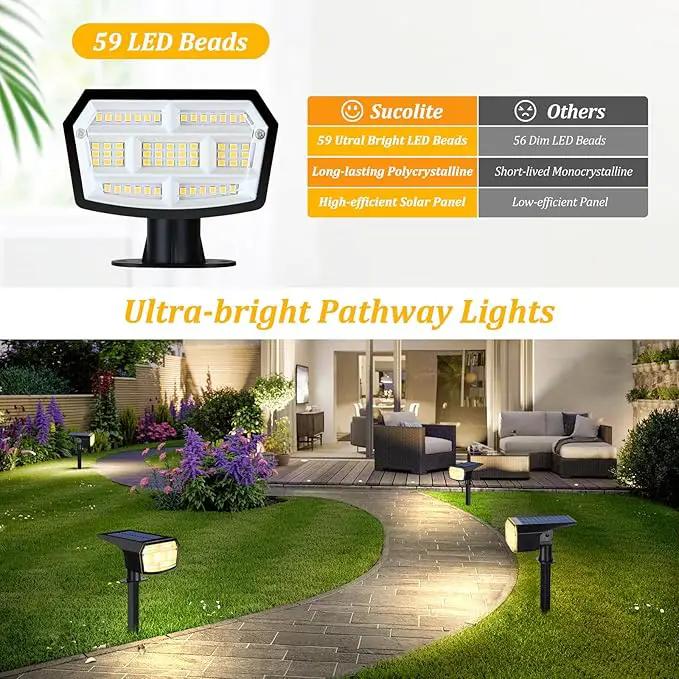 Solar Spot Lights Outdoor, 59 LED Solar Lights Outdoor Waterproof, Outdoor Solar Lights for Yard with 3 Lighting Modes, Landscape Spotlights for Garden Pathway Driveway, Warm White by GreenHaven Gardens