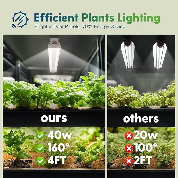 FREELICHT 4 Pack 4FT LED Grow Lights, 160W (4 x 40W,1080W Equivalent), Full Spectrum Sunlight Growing Lamp Fixture, Hanging Plant Light for Hydroponic Indoor Plants Seeding, Plug-in with On/Off Switch by GreenHaven Gardens