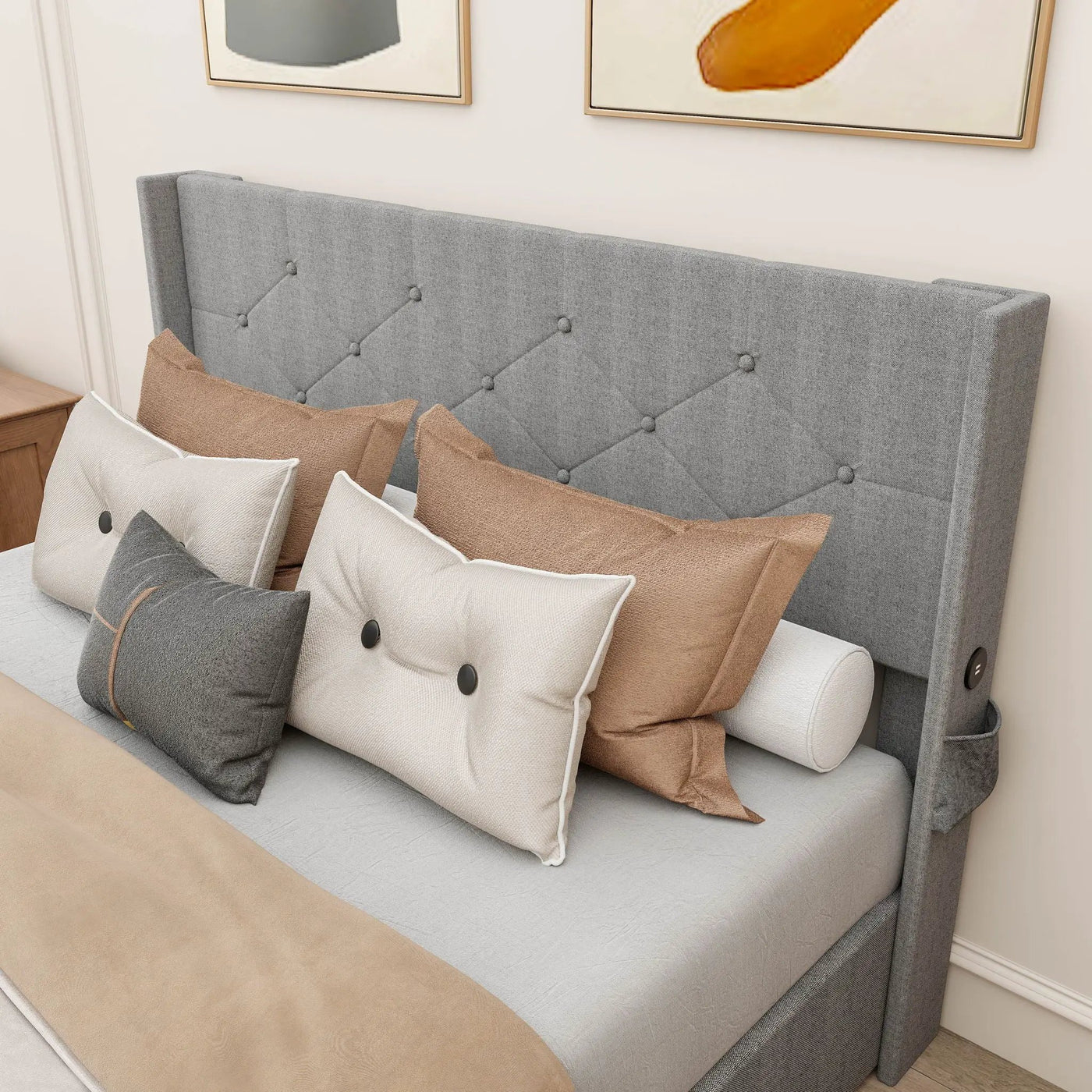 Bed With Gas Lift Storage, USB Ports by Unique Piece Furniture