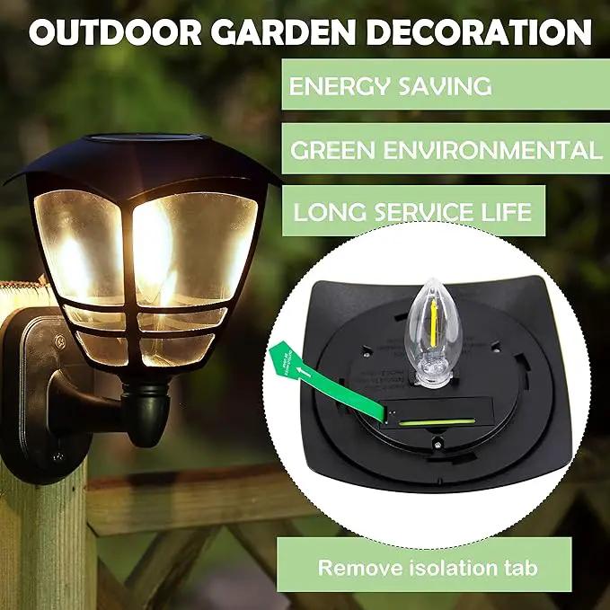 MAGGIFT 2 Pack Solar Powered Wall Lantern, Outdoor 10 Lumen LED Edison Bulb Solar Warm White Lights Wall Sconce with No Wiring Required,Fixture with Wall Mount Kit by GreenHaven Gardens