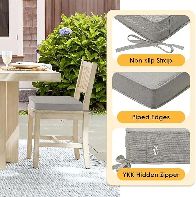 Outdoor Sunbrella Square Corner Seat Cushion, 19"x19"x3", Set of 4, Non Slip Outdoor Seat Cushion Pads with Removable Cover for Patio Furniture, Garden Yard Lawn, Specrtum Pebble by GreenHaven Gardens