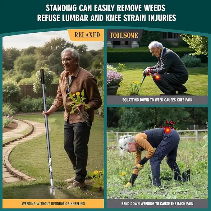 SOMOLUX 52'' Weed Puller Tool Stand-up Weeder with Metal Long Handle/Stainless Steel Claw, Gardening Manual Tool Weed Gripper/Picker/Remover No Bending/Kneeling to Remove Dandelion Form Lawn Patio by GreenHaven Gardens