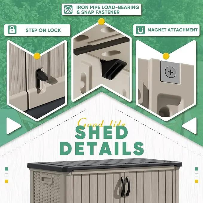 Devoko Outdoor Storage Cabinet 26 Cu Ft with Lockable Doors, Horizontal Storage Shed Waterproof Patio Tools Storage Box for Sofa Cushions, Gardening Tools and Accessories (Beige) by GreenHaven Gardens