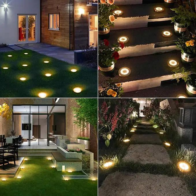 ODEETRONIC Solar Ground Lights Outdoor, 12 Packs 8 LED Solar Path Lights, Solar-Powered Disk Light Waterproof, In-ground Puck Light Flat Pathway Lamp for Landscape Pathway Patio Walkway, Warm White by GreenHaven Gardens