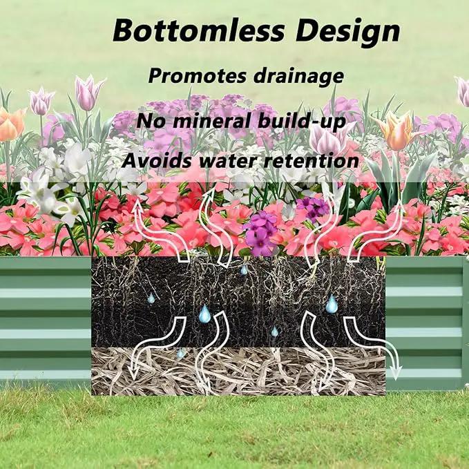 Aoodor 4 x 2 x 1 ft Outdoor Raised Garden Bed, Reinforced Galvanized Steel Planter Box for Vegetables, Flowers,Fruits and Herbs by GreenHaven Gardens