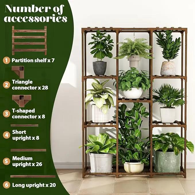 Plant Stand Indoor Outdoor Plant Shelf Tall Plant Stands Hanging Plant Holder Plant Decor Wood Plant Table for Plants in Living Room Garden Balcony by GreenHaven Gardens