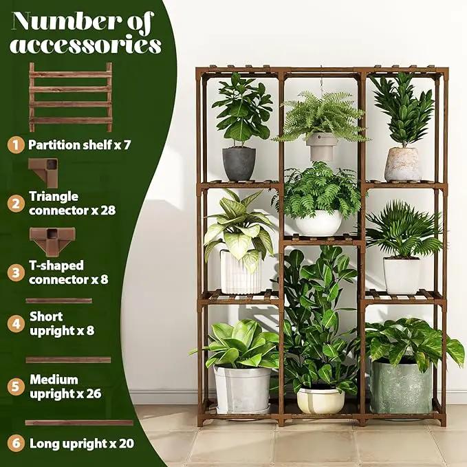 Plant Stand Indoor Outdoor Plant Shelf Tall Plant Stands Hanging Plant Holder Plant Decor Wood Plant Table for Plants in Living Room Garden Balcony by GreenHaven Gardens