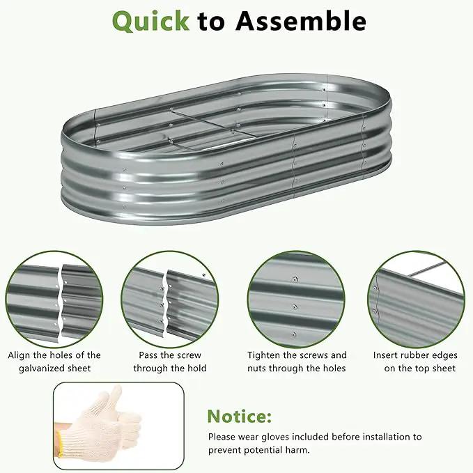 6x3x1ft(2 Pack) Oval Galvanized Raised Garden Bed,Outdoor Planter Box Metal Patio Kit Planting Bed for Vegetables Flowers and Succulents by GreenHaven Gardens
