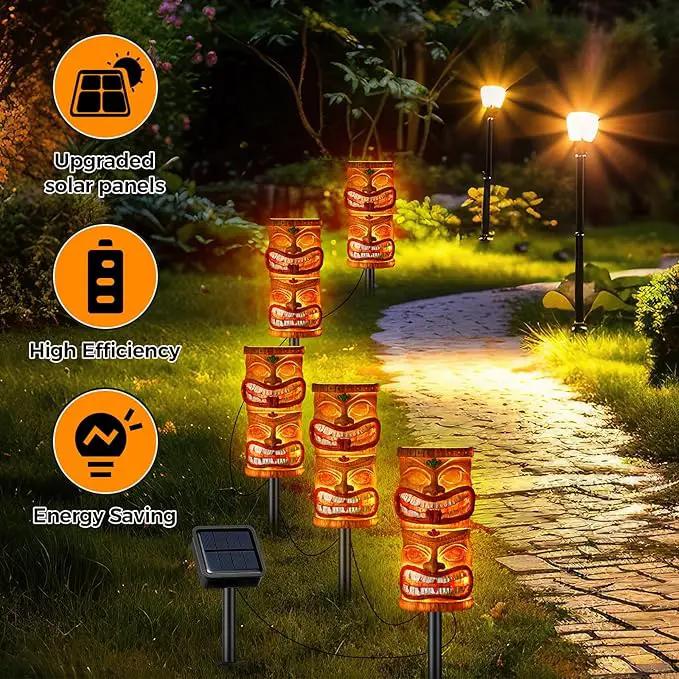 VIHOSE 5 Pcs Tiki Solar Light Decor Tiki Bar Statues Solar Power Light Stake Outdoor Hawaiian LED Decor for Luau Birthday Party Tropical Bar Garden Yard by GreenHaven Gardens