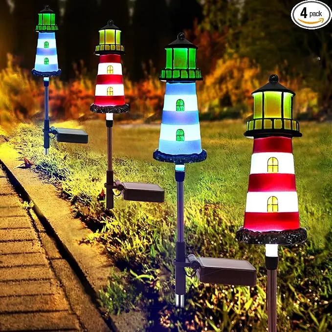 Lighthouse Solar Lights, 4 Pack Solar Outdoor Waterproof Lights, Perfect for Your Garden, Yard, Flower Bed, Patio, Sidewalk, Driveway or Any Other Place by GreenHaven Gardens