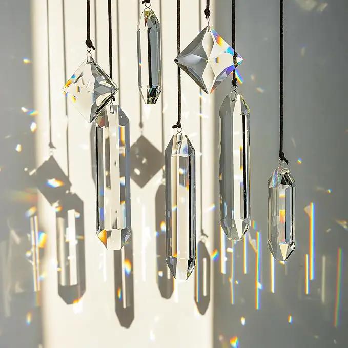 HDCRYSTALGIFTS Modern Grief Gift,Set 7 Clear Crystal Prisms Suncatchers Hanging Ornament,Rainbow Maker Sun Catchers for Windows, Balcony, Kitchen, Garden Decoration by GreenHaven Gardens