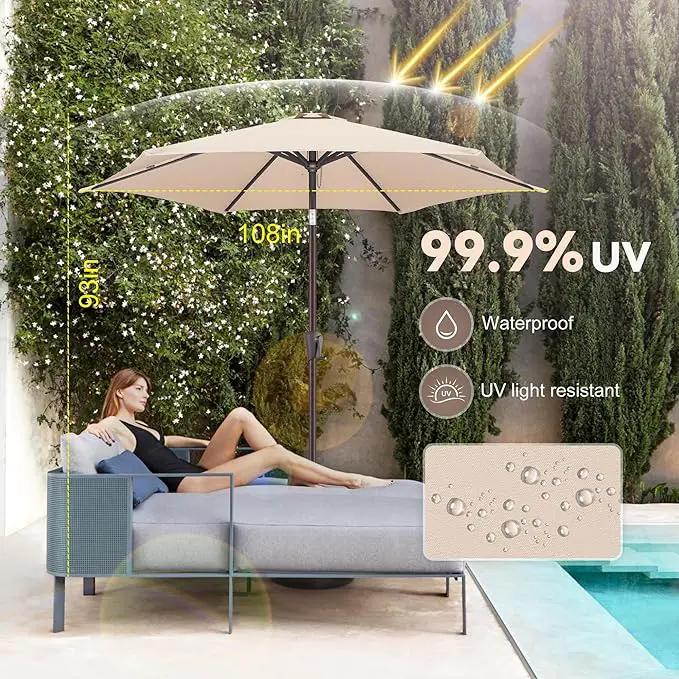 9ft Outdoor Patio Umbrella - Table Umbrella Waterprool UV Protection, Sombrillas de Patio with Push Button Tilt&Crank, Sun Umbrella for Pool, Porch, Garden, Deck, Backyard(Beige) by GreenHaven Gardens
