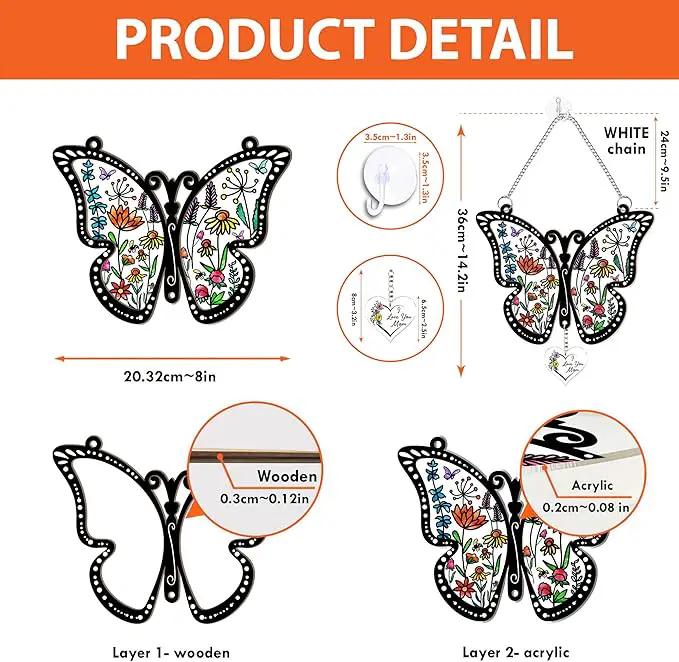 Acrylic Suncatcher Gift for Mom Window Hanging Butterfly Home Decoration 8x8inch, for Mom, for Mom from Daughter Son, Sentimental Best Mom Birthday Gift Ideas by GreenHaven Gardens