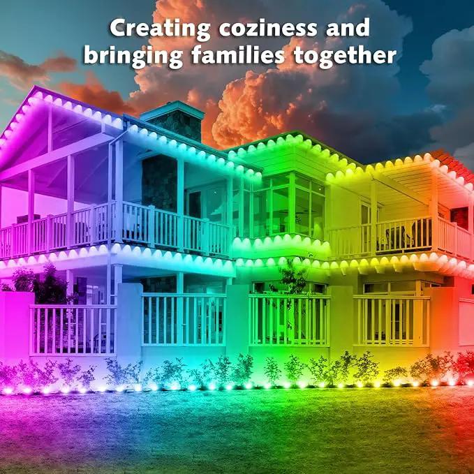 300FT Permanent Outdoor RGB Lights,IP67 Waterproof Smart LED Eaves Lights with App/Remote Control,for Christmas and All Holiday Decor,Daily and Accent Lighting,House Roof and Garden Lighting by GreenHaven Gardens