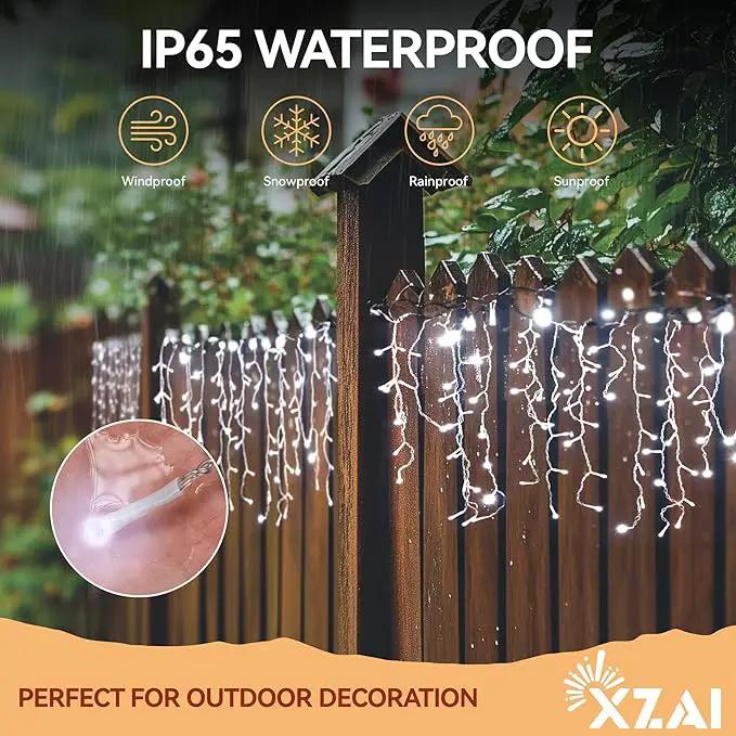 XZAI Solar Icicle String Lights 800LED 50FT Cool White Remote Connectable 2400mAh USB Rechargeable 8 Modes Timer Dimmable IP65 Waterproof Twinkle for Outdoor Christmas & Wedding & Party Decors by GreenHaven Gardens