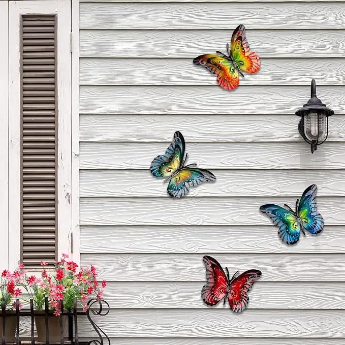 Metal Butterfly Wall Decor-6.5" Outdoor Fence Wall Art Decor Suitable for Garden Patio Balcony by GreenHaven Gardens