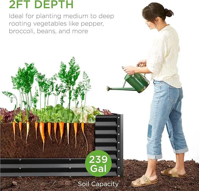 Best Choice Products 8x2x2ft Outdoor Metal Raised Garden Bed, Rectangular Deep Root Planter Box for Vegetables, Flowers, Herbs, and Succulents w/ 239 Gallon Capacity - Gray by GreenHaven Gardens