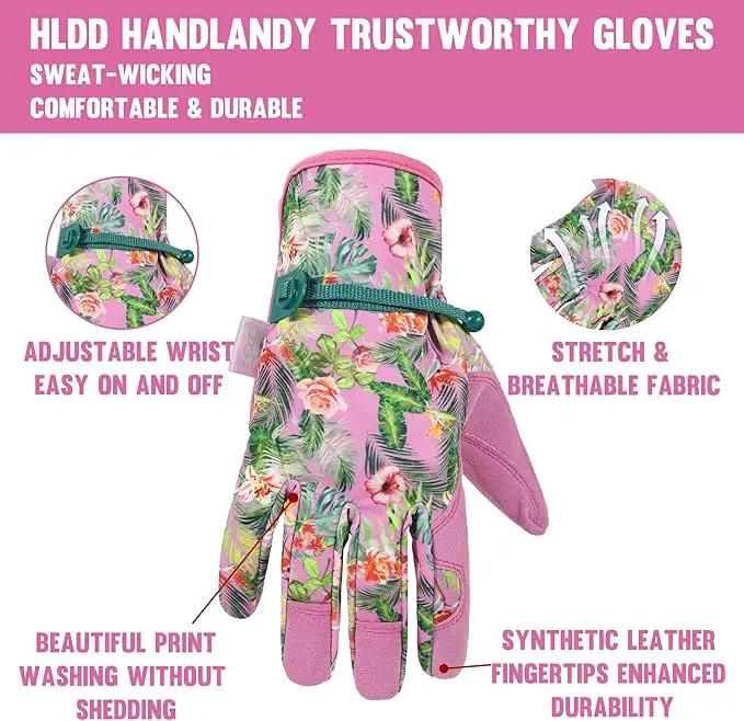 HLDD HANDLANDY Work Gloves for Women and Ladies, Leather Gardening Gloves Flexible Mechanic Working Gloves by GreenHaven Gardens