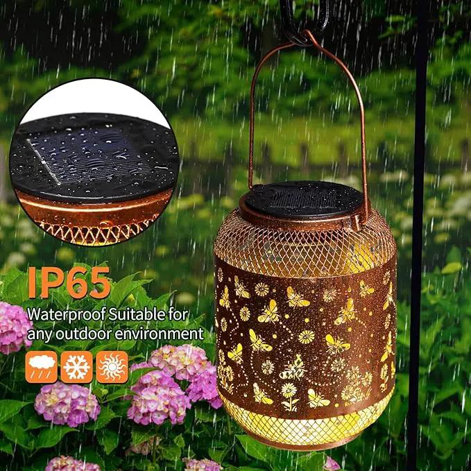 Solar Lanterns Outdoor Waterproof Bee Garden Decor Birthday Gifts for Women Mom Grandma Hanging Solar Lights Metal Lantern Decoration Outside for Yard, Patio, Backyard, Porch by GreenHaven Gardens
