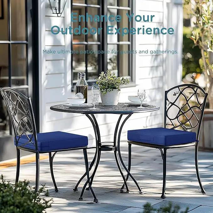 Codi Outdoor Chair Cushions Set of 2 19x19 Inch, Waterproof Seat Cushion for Patio Furniture with Handles & Adjustable Straps, Fade Resistant - Navy Blue by GreenHaven Gardens