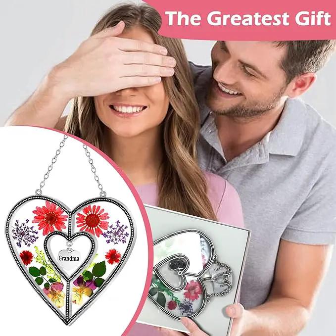 KY&BOSAM Suncatcher Stained Glass Grandma Heart Gifts for Women Mother`s Day Grandma Gift Gifts for Grandma from Daughter Son Indoor Decor Yard Decor for Mother Day Christmas Birthday Gift by GreenHaven Gardens