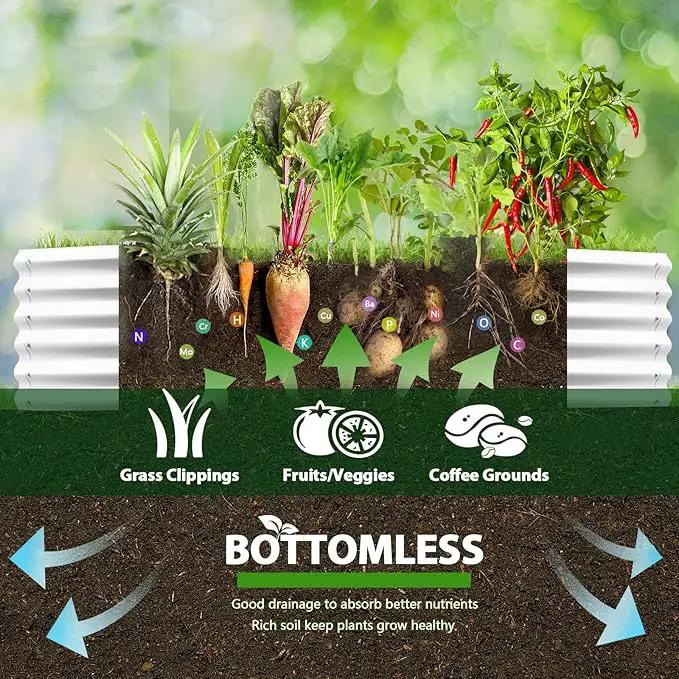 A ANLEOLIFE 6X2X1.5 ft Galvanized Raised Garden Beds Outdoor, Oval Round Metal Planter Box for Planting Vegetables Flowers Herb, Anti-Rust & Easy-Setup, Antique White by GreenHaven Gardens