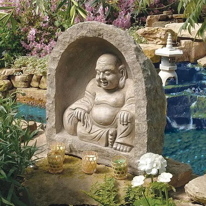 Design Toscano Great Sanctuary Grotto Asian Man Garden Niche Statue, 20 inches wide, 19 inches tall, Cast Stone Resin, Sandstone Finish by GreenHaven Gardens