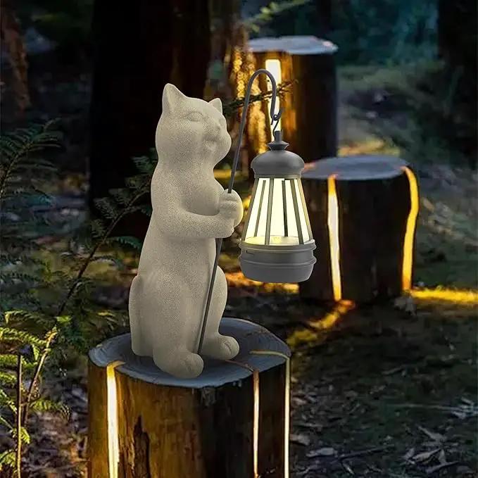 Solar Cat Garden Statue 10 Inch Porch Patio Decor for Outside Yard Decoration Outdoor Unique Housewarming Gardening Birthday Gifts for Cat Lovers Women Grandma by GreenHaven Gardens