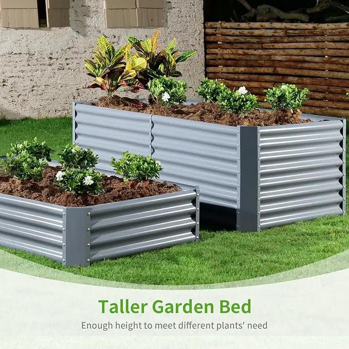 Land Guard 8×4×2ft Galvanized Raised Garden Bed, Planter Boxes Outdoor, Raised Garden Beds Outdoor for Vegetables, Flowers, Herbs, 479 Gallons, Modern Gray… B0CWTYXT24 by GreenHaven Gardens
