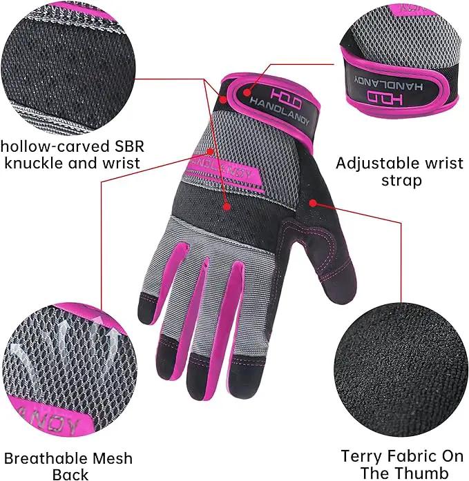 HANDLANDY Women Safety Work Gloves Utility Touch Screen Working Grip Glove for Yardwork Gardening Breathable Mechanic Gloves by GreenHaven Gardens
