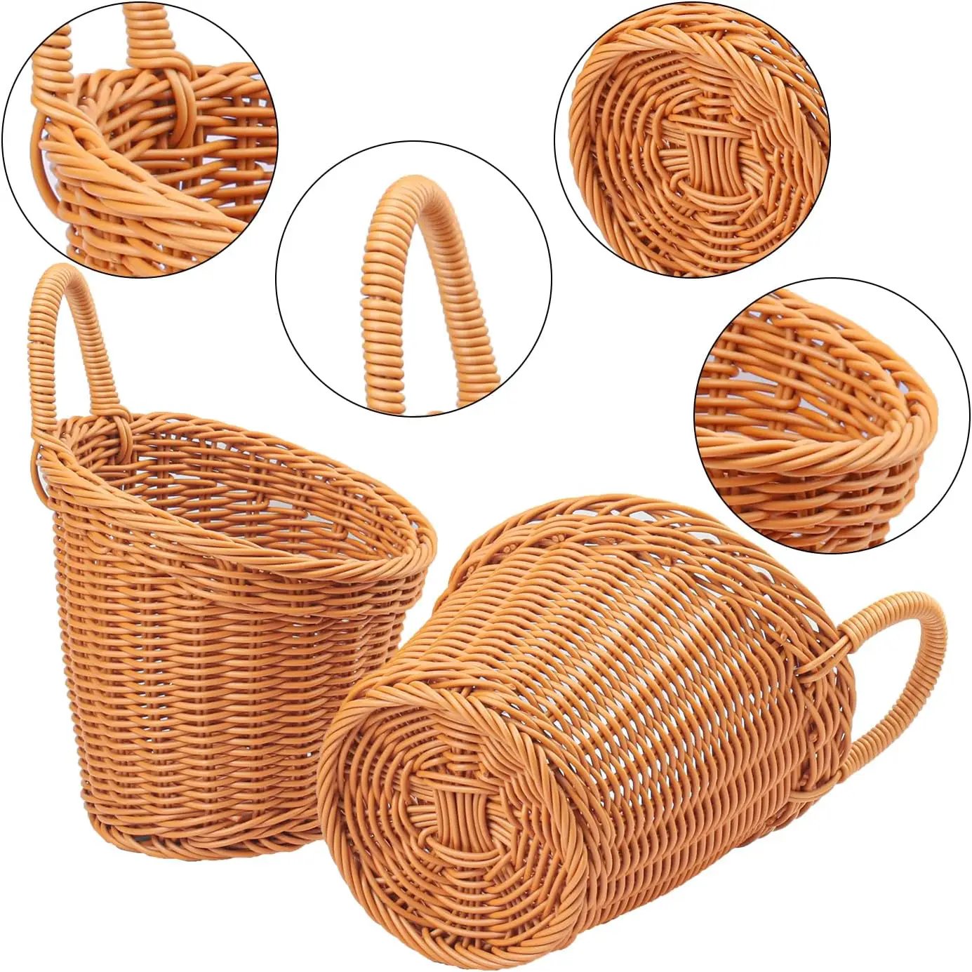 6 Pack 3 Size Woven Hanging Fruit Basket, Wall Hanging Wicker Baskets, Wall fruit Wicker Basket for Kitchen, Planter, Vegetable & Fruit, Boho Home Decor by GreenHaven Gardens