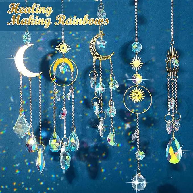 Maitys 10 Pcs 6 Pcs Crystal Suncatcher Sun Catchers Indoor Window Hanging Sun Catchers with Light Catcher with Prisms and Agate Slices for Indoor Outdoor Home Garden Wedding Decor (Stylish) by GreenHaven Gardens
