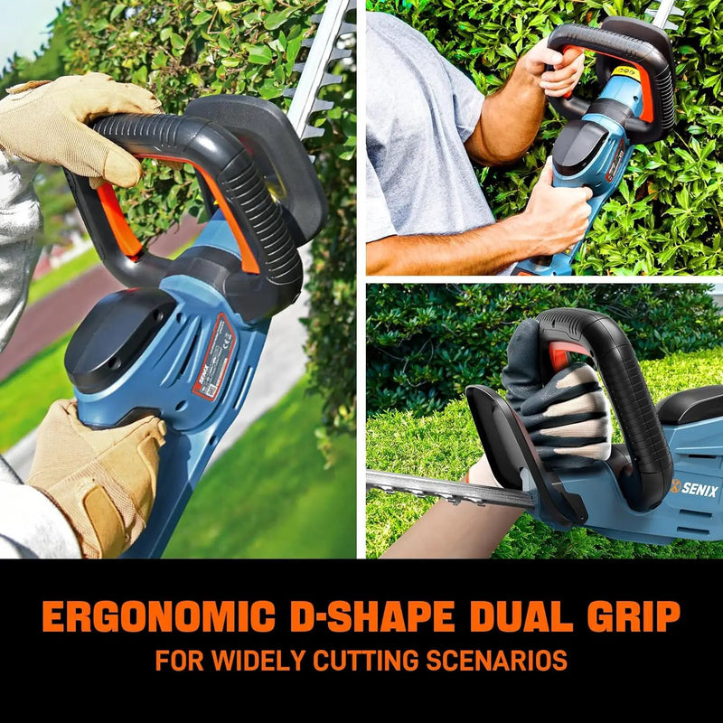 SENIX X2 20 Volt Max* 18-Inch Battery Powered Cordless Hedge Trimmer, Brushless Motor, Double-Sided Dual Action Blades, 3/4" Cutting Capacity, Includes Blade Cover, 2.5 Ah Battery & Charger (HTX2-M) by GreenHaven Gardens