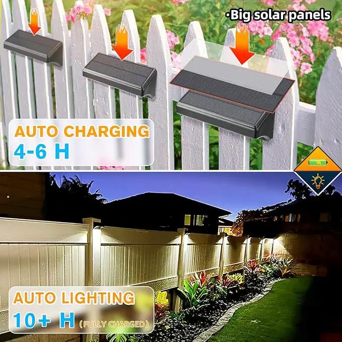 Aulanto Solar Fence Lights 4 Pack-Plus,100 Lumen Big Outdoor Solar Light IP65 Waterproof, Warm White and 10 RGB Modes,Fence Lights Otdoor Solar Lighting for Backyard,Garden,Fence,Wall,Deck,Stairs. by GreenHaven Gardens
