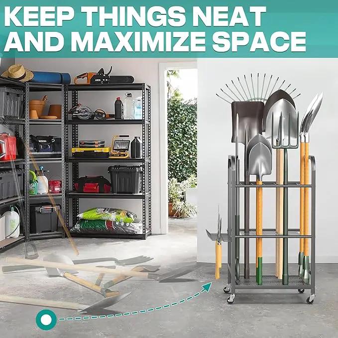 EVERHANGER Garden Tool Organizer and Storage, Yard Tool Stand Garage Tool Organization, Yard Tool Racks for Indoor/Outdoor Use by GreenHaven Gardens