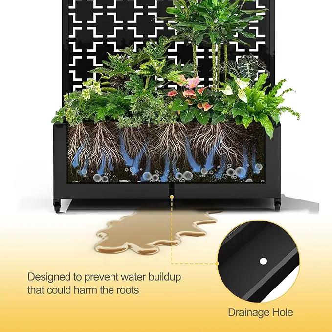 Raised Garden Bed with Trellis and Wheels,73"x35"x16" Metal Raised Garden Bed,Black Squared Metal Planter with Climbing Trellis for Vines & Vegetables by GreenHaven Gardens