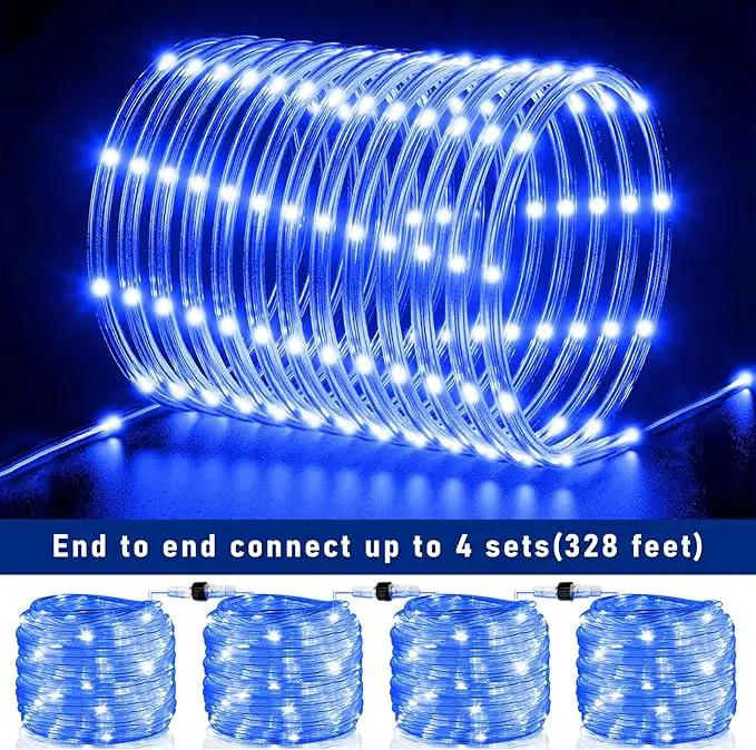 Rope Lights for Outside, 100FT 300 LED Christmas String Lights with Waterproof 8 Modes, Flexible and Connectable Plug in Fairy Lights for Outdoor Indoor Bedroom Patio Party Wedding Decorations, Blue by GreenHaven Gardens