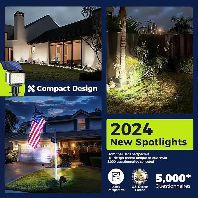 Solar Spot Lights Outdoor Waterproof 2 Pack for Flag, Tree, House, Garden, Yard, Landscape Spotlights for Accent Uplighting Halloween Christmas Decorations by GreenHaven Gardens